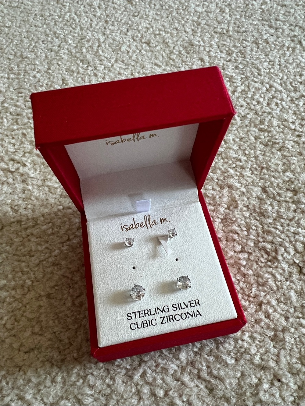 Abella Sterling Silver Clear Cubic Zirconia Stud Earrings Set